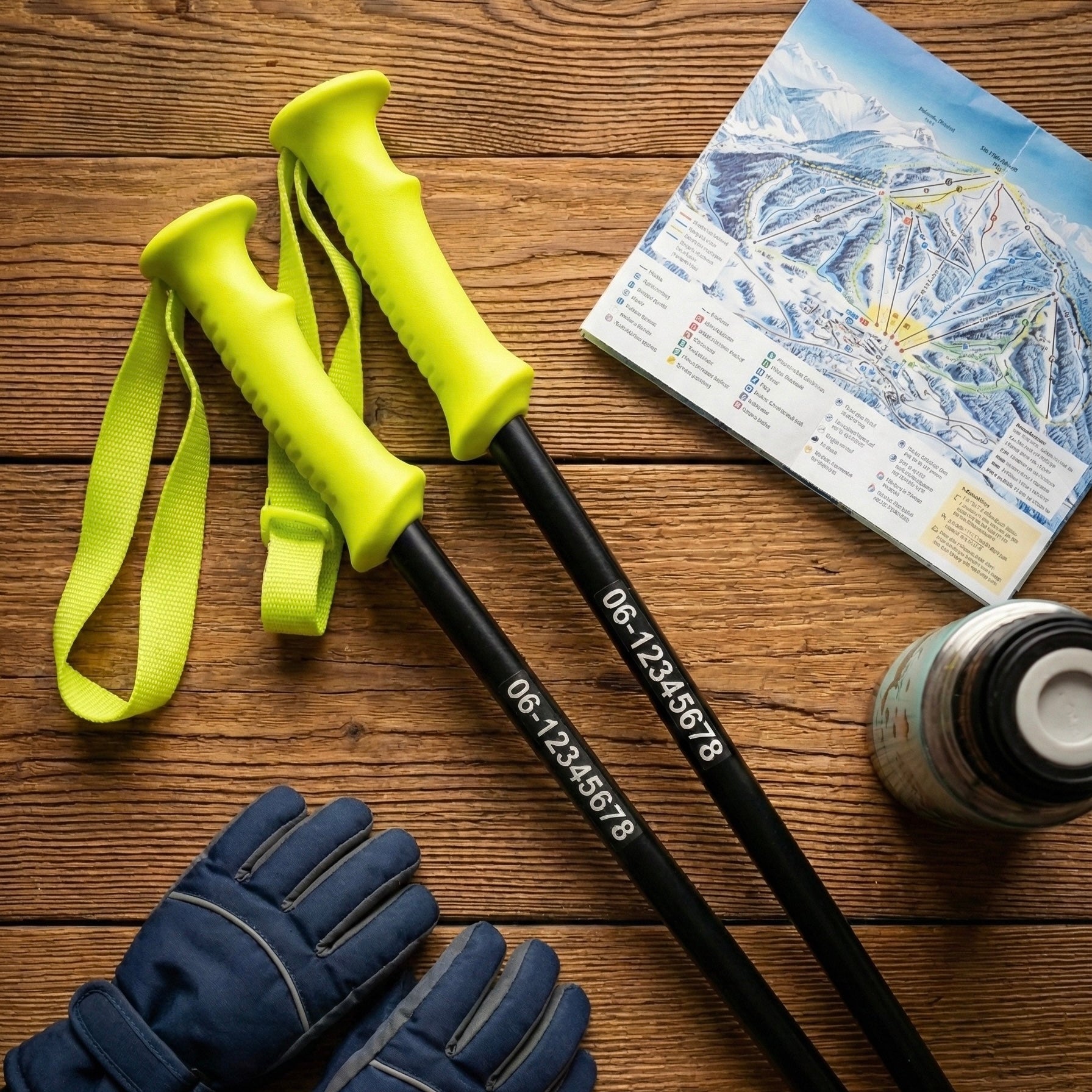 Autocollant pour bâtons de ski avec nom (lot de 2)