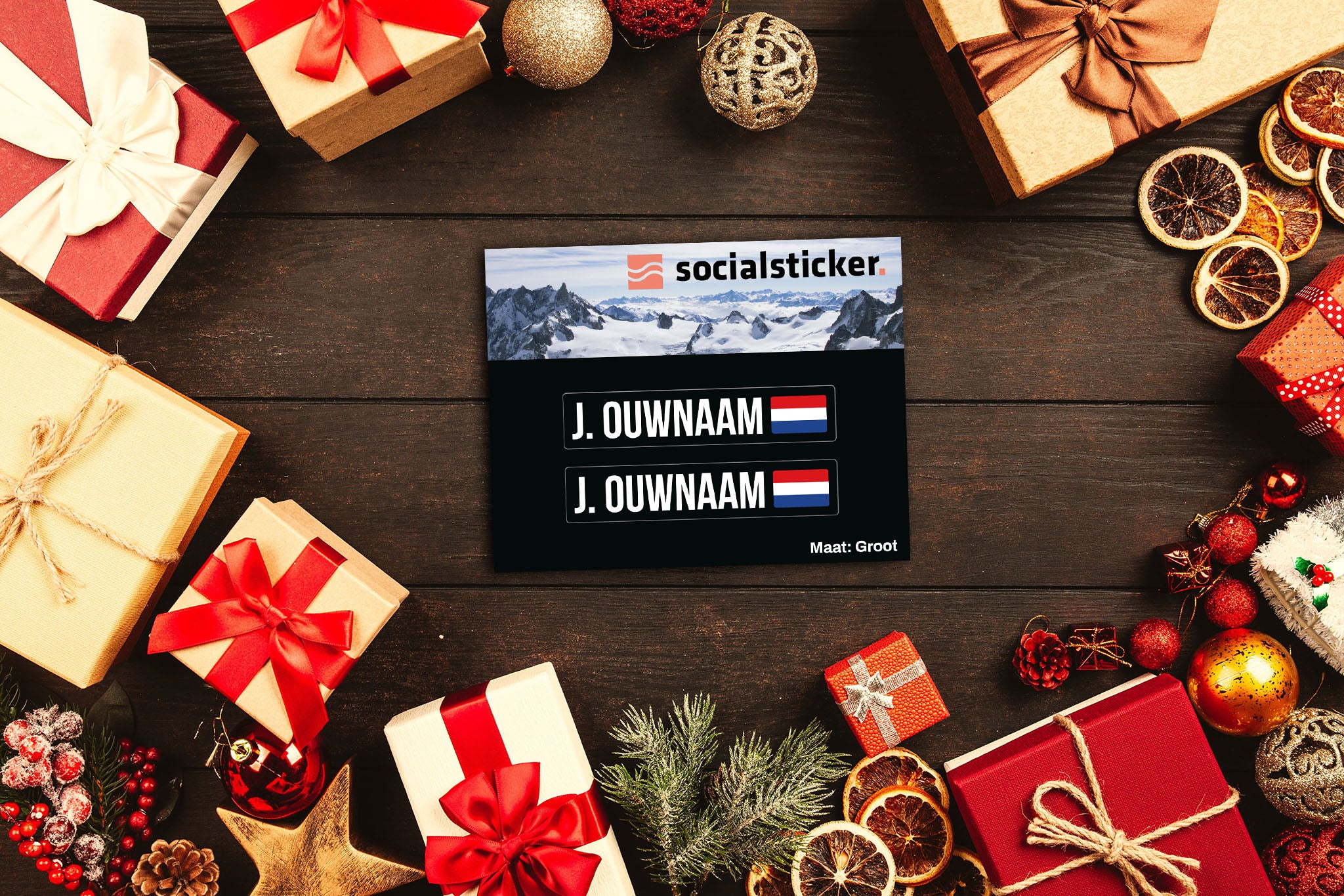 Autocollant de ski nom et drapeau (ensemble de 2)
