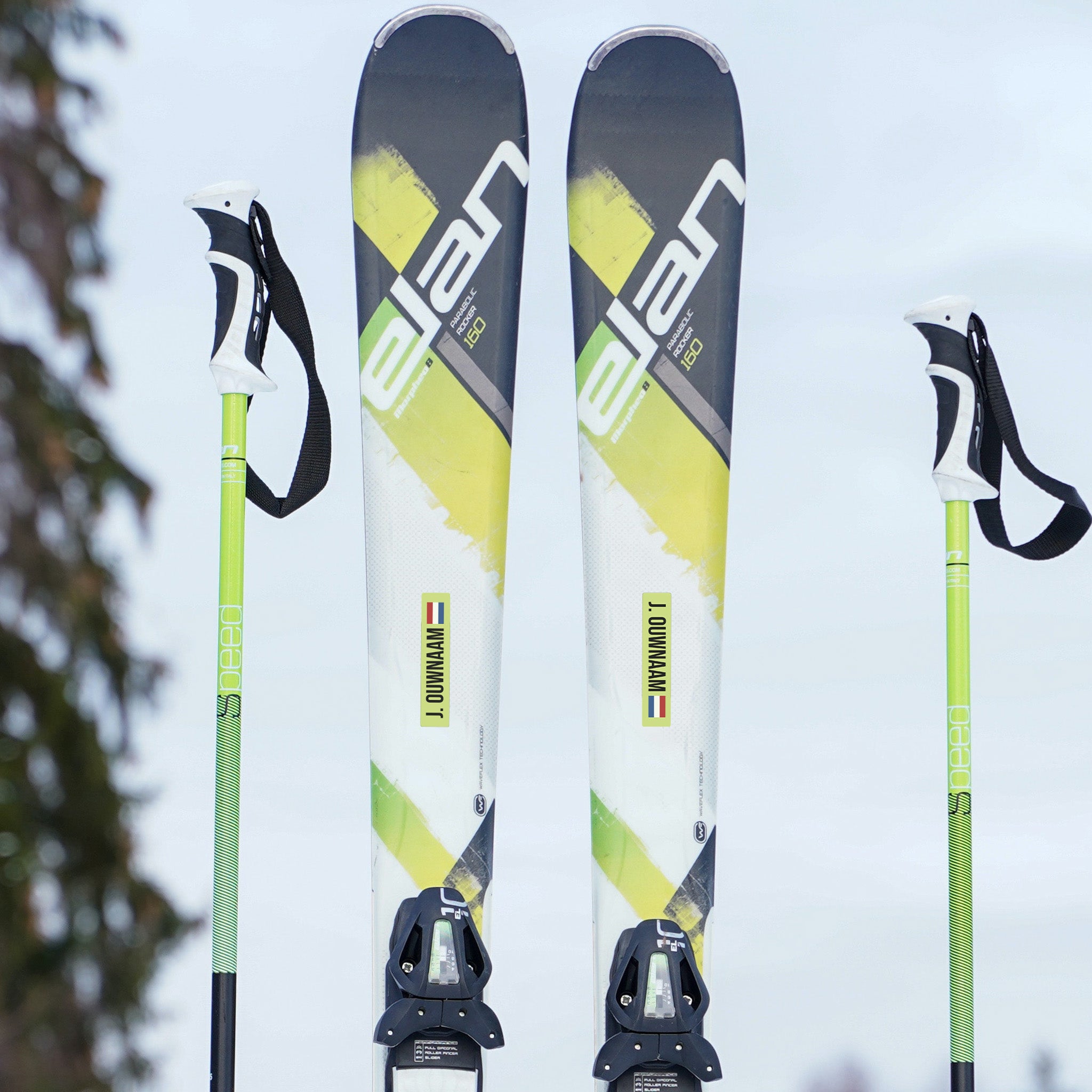 Nom & autocollant drapeau ski