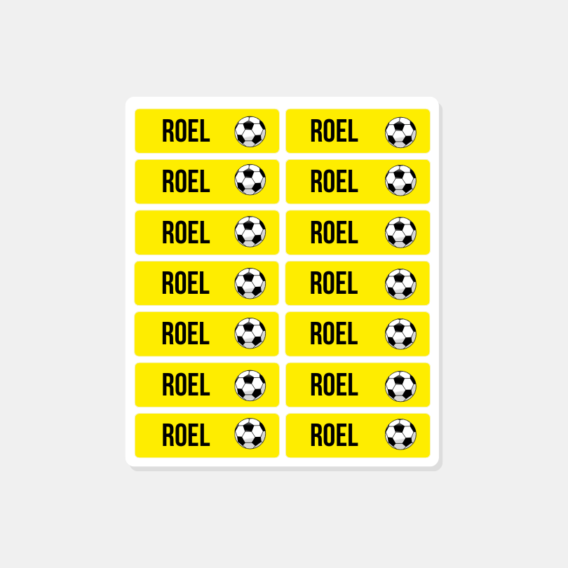 Nom d'enfant autocollant football rectangle