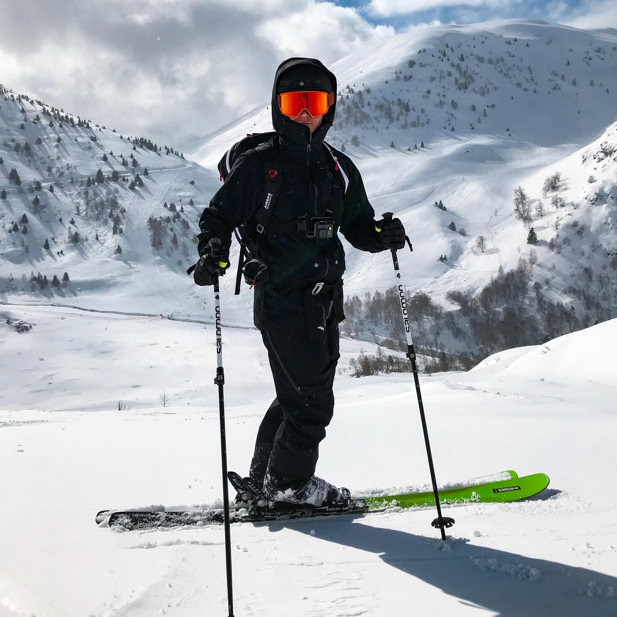 Autocollant de ski nom et drapeau (ensemble de 2)